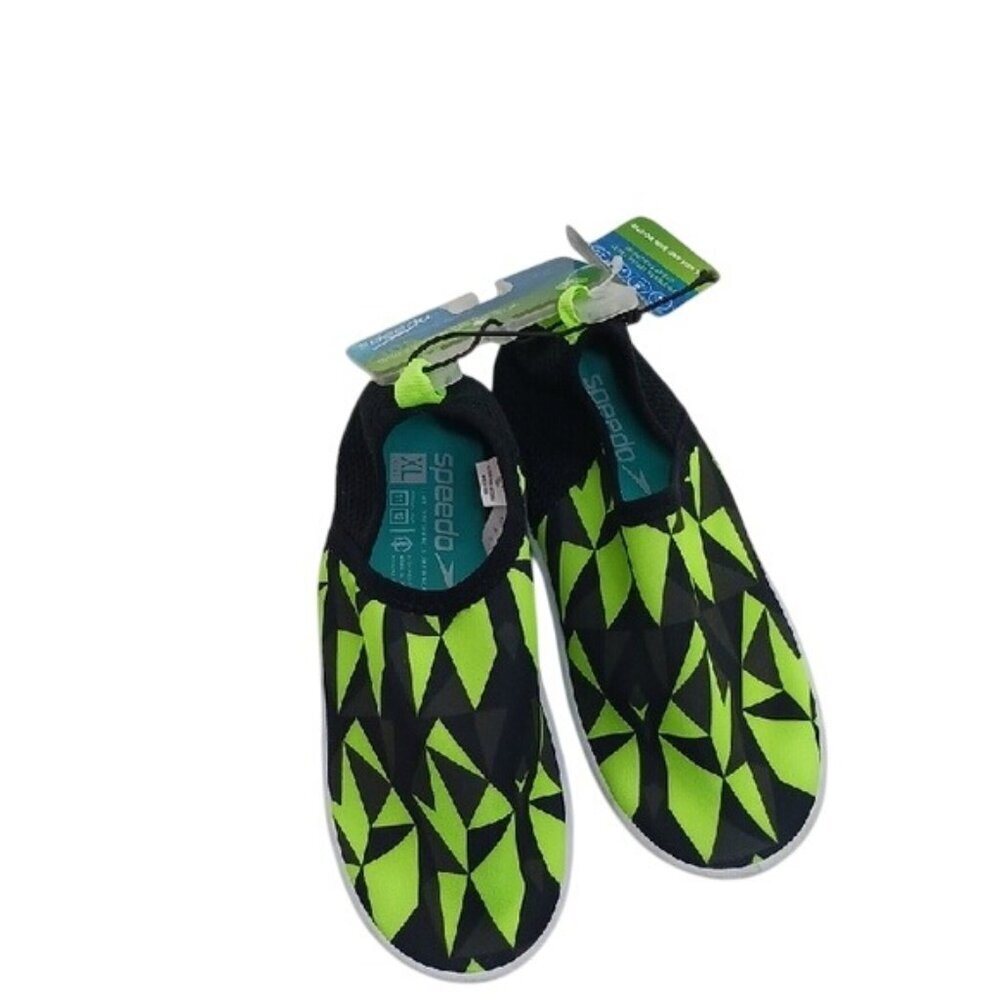 Speedo Boys Splash Sun Bootie Water Shoes Black Green Size XL 11/12 New